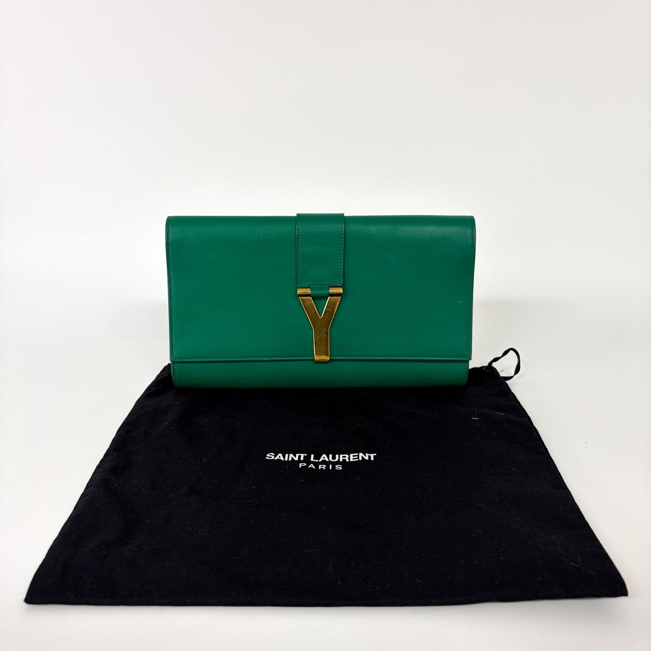 Saint Laurent Chyc Clutch Leather Groen