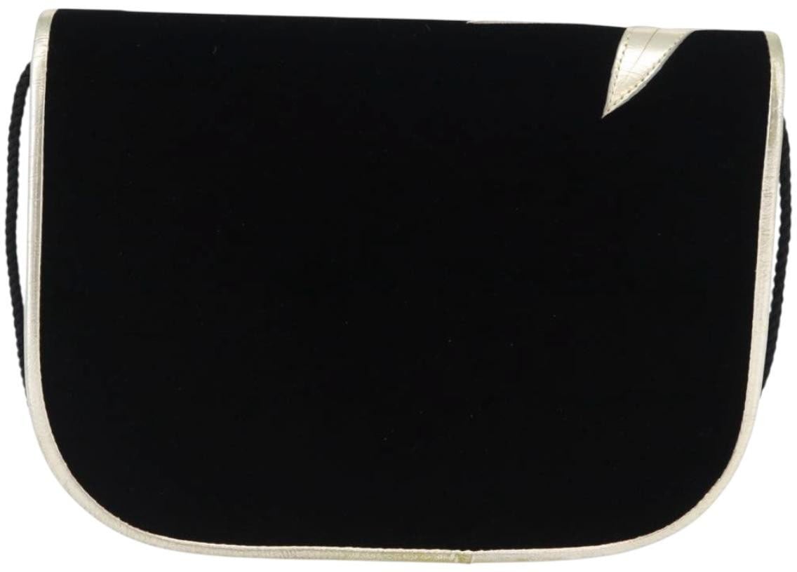 Saint Laurent Saint Laurent Vintage Flap Crossbody Bag Velvet Zwart