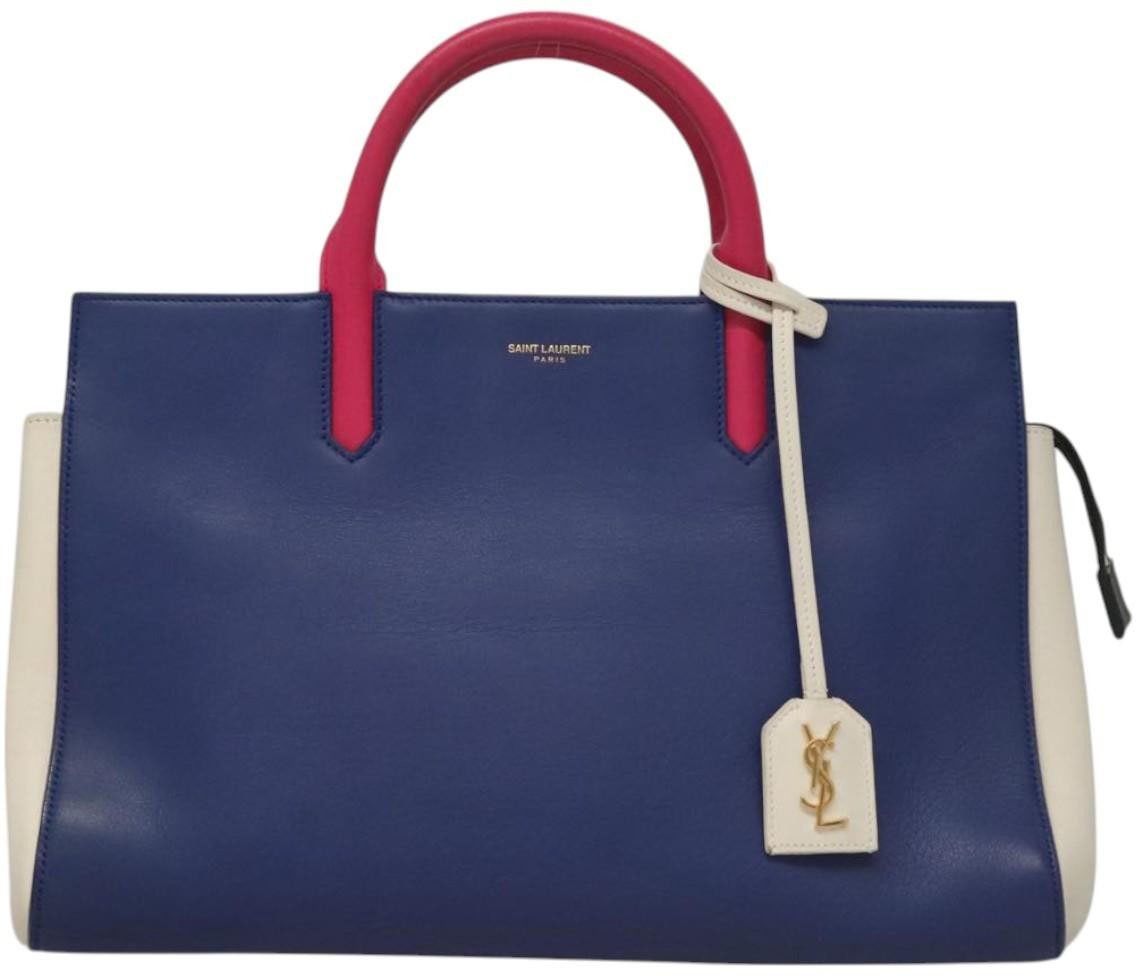 Saint Laurent Saint Laurent Multicolor Rive Gauche Cabas Leather Small Blauw