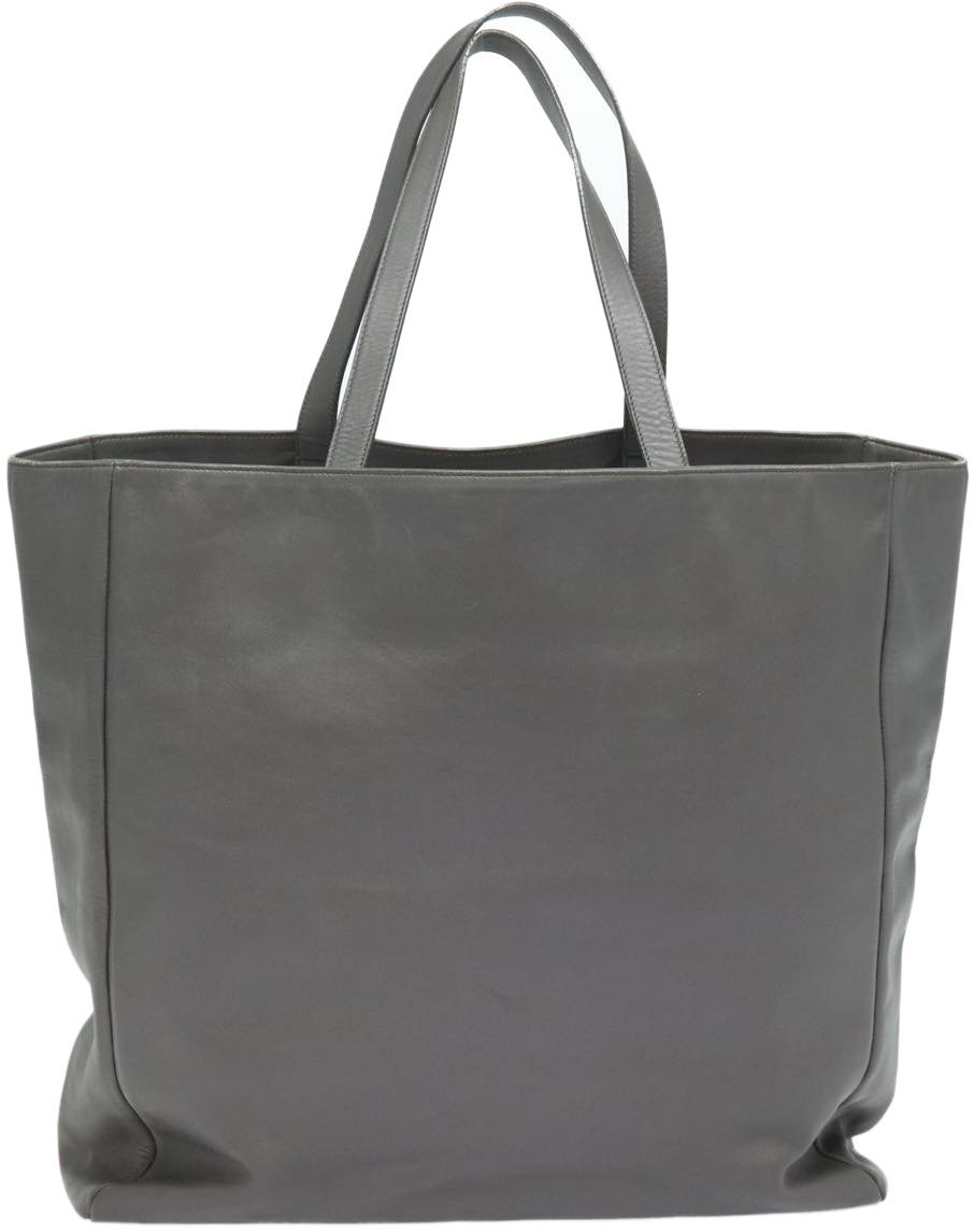 Saint Laurent Reversible North South Shopper Tote Leather Small Grijs