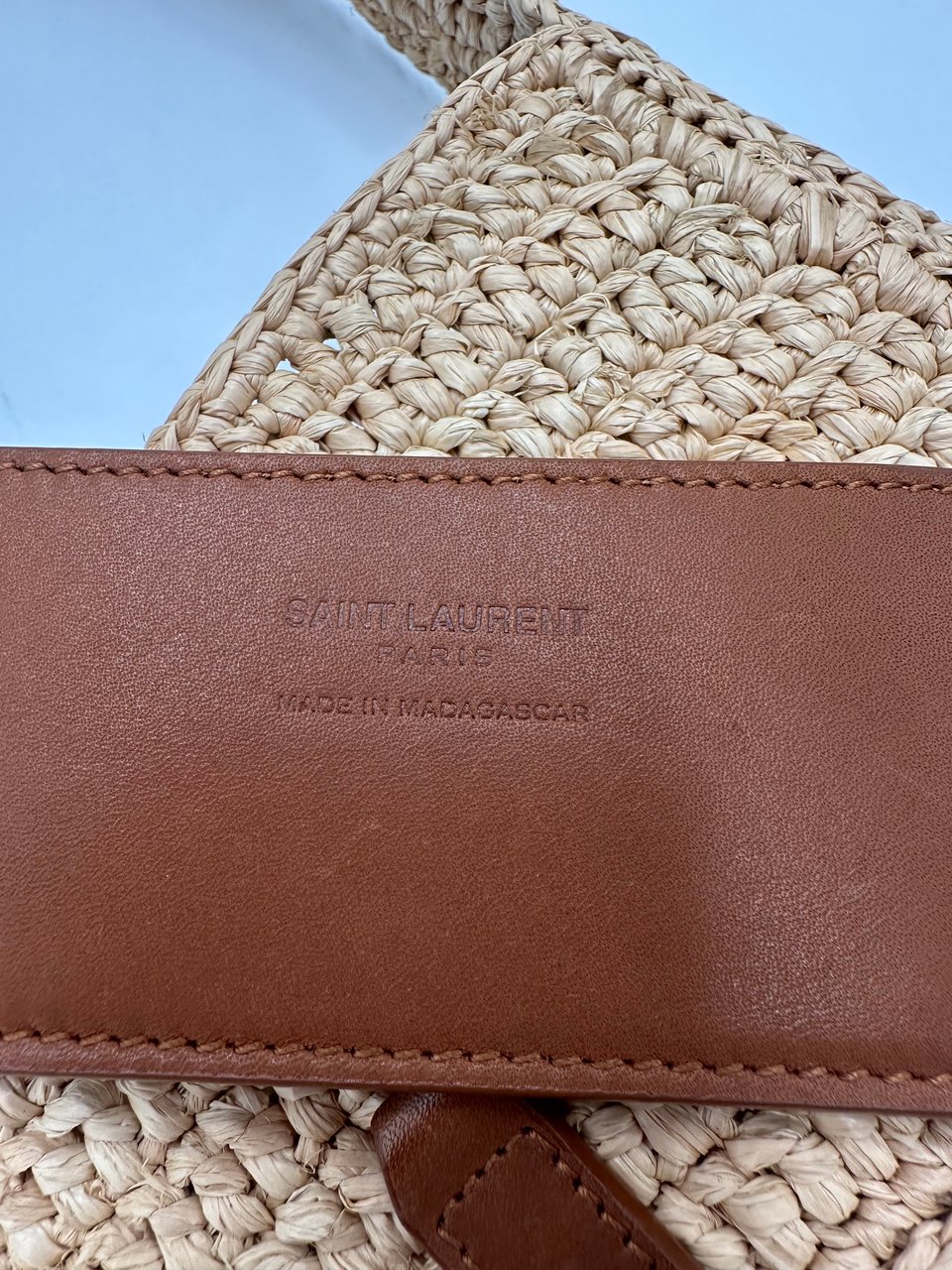 Saint Laurent Le 5 a 7 Hobo Raffia Mini Beige