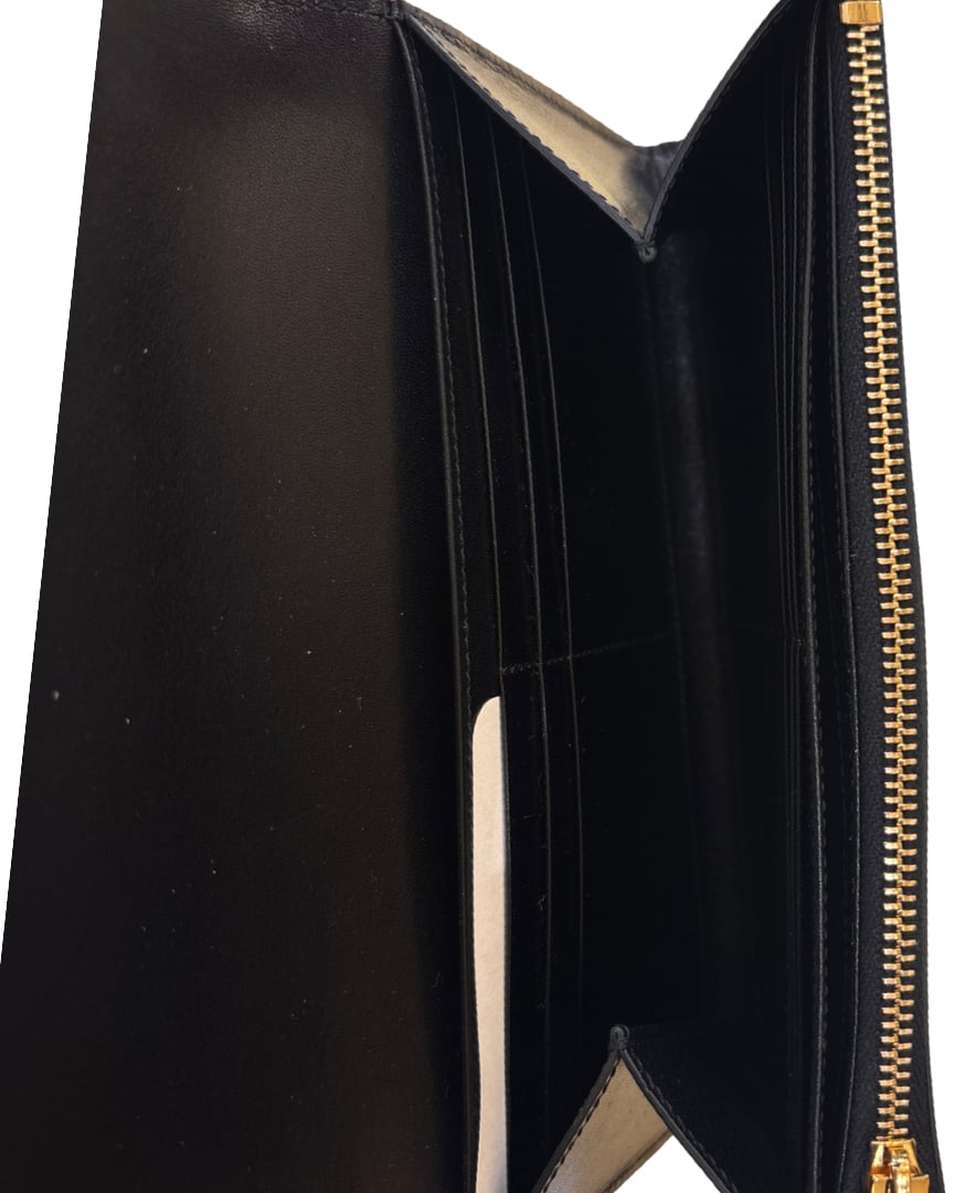 Saint Laurent Classic Zip Around Organizer Wallet Leather Zwart