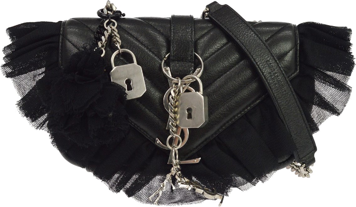 Saint Laurent Chain Shoulder Bag Leather Small Zwart
