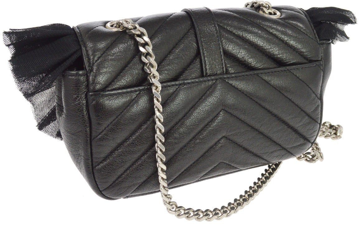 Saint Laurent Chain Shoulder Bag Leather Small Zwart