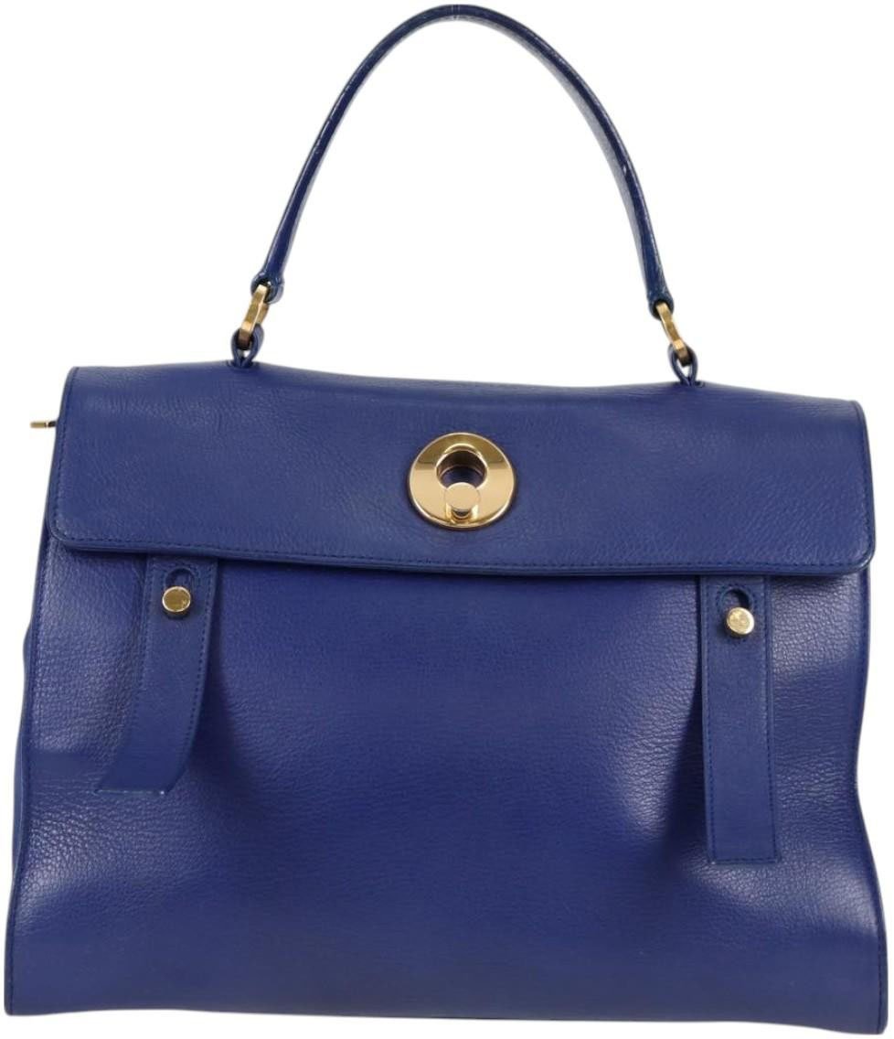 Saint Laurent Saint Laurent Muse Two Bag Leather with Canvas Medium Blauw