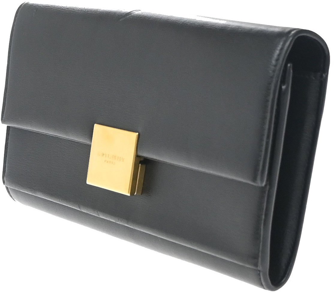Saint Laurent Saint Laurent Bellechasse Flap Wallet Leather Zwart