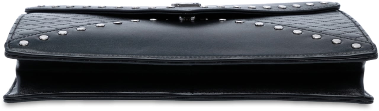 Saint Laurent Quilted Lambskin Studded Monogram Gaby Shoulder Bag Zwart