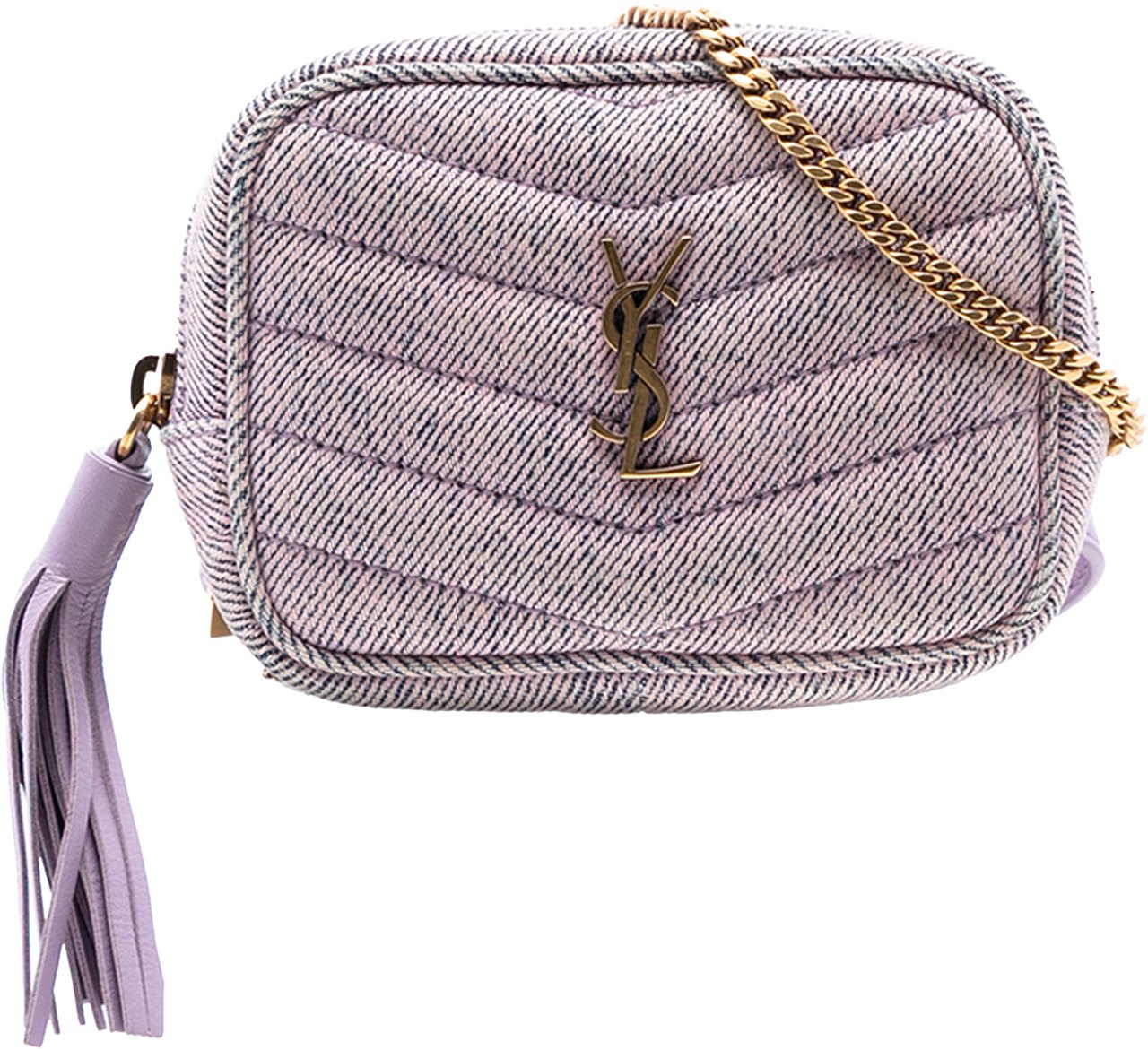 Saint Laurent Baby Matelasse Denim Monogram Lou Camera Bag Paars