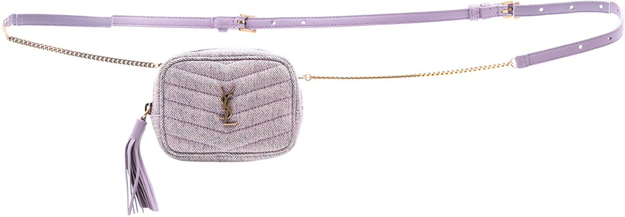 Saint Laurent Baby Matelasse Denim Monogram Lou Camera Bag Paars