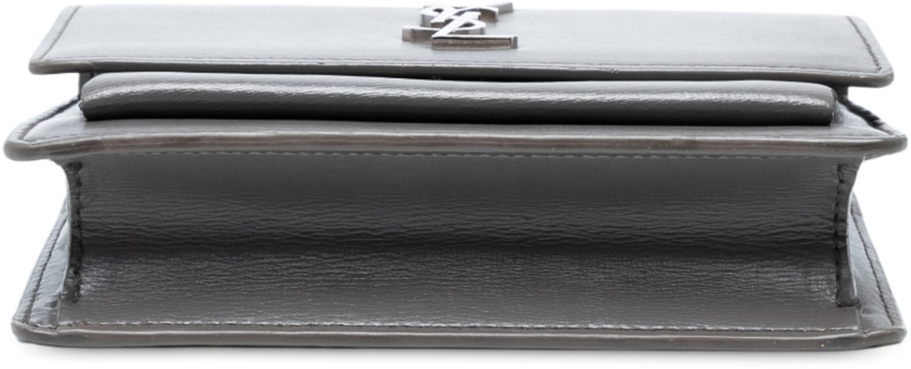Saint Laurent Small Leather Monogram Sunset Crossbody Grijs