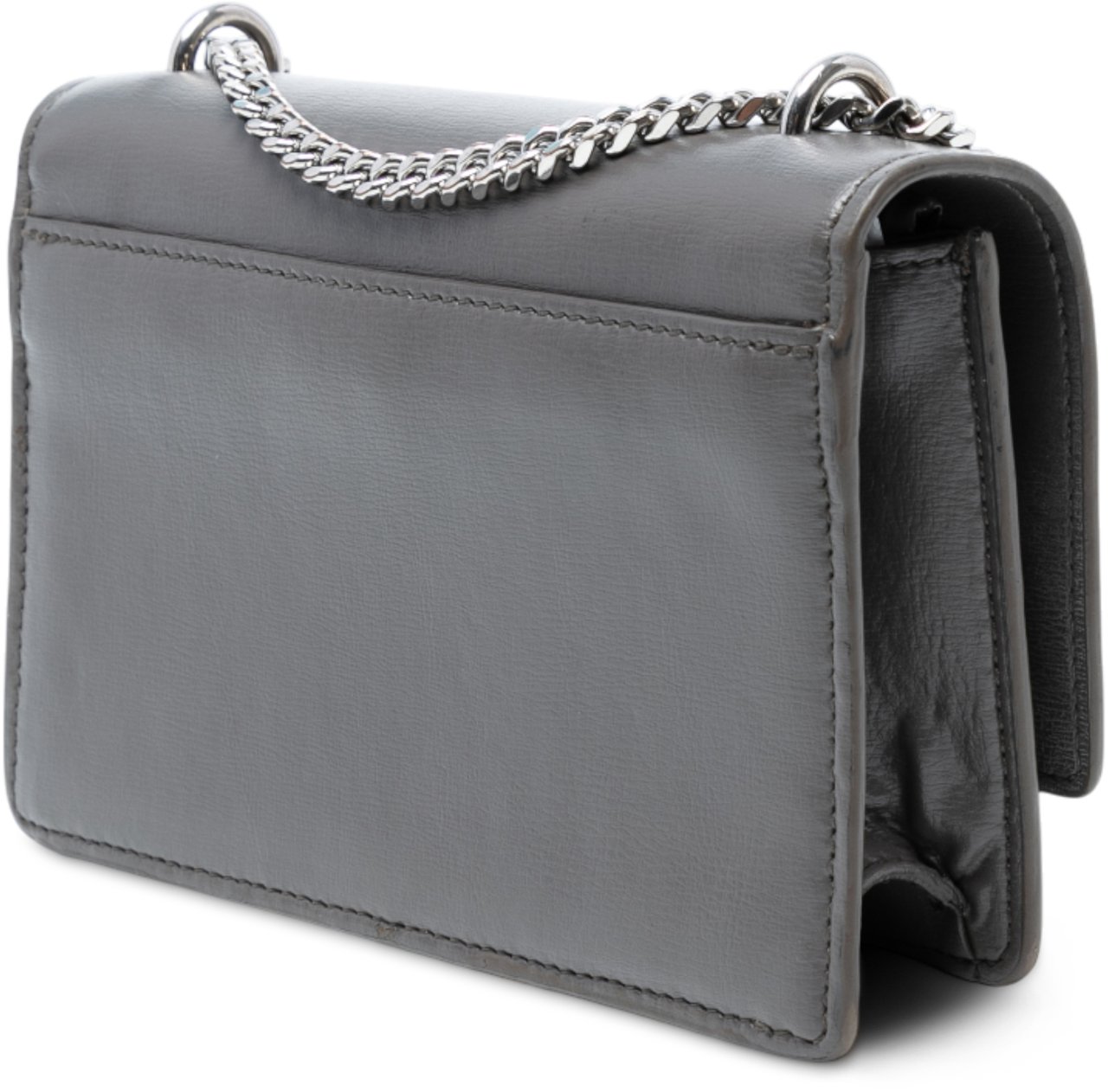 Saint Laurent Small Leather Monogram Sunset Crossbody Grijs