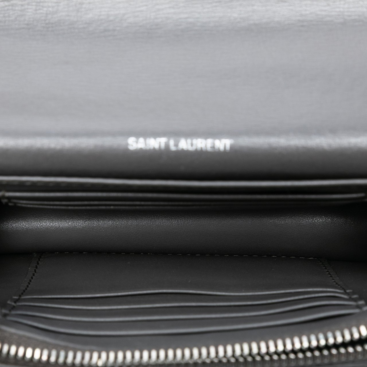 Saint Laurent Small Leather Monogram Sunset Crossbody Grijs