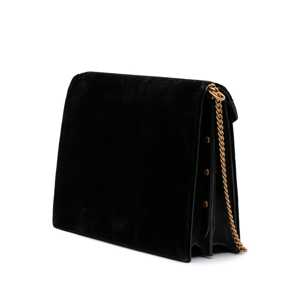 Saint Laurent Velvet Monogram Cassandra Clasp Bag Zwart