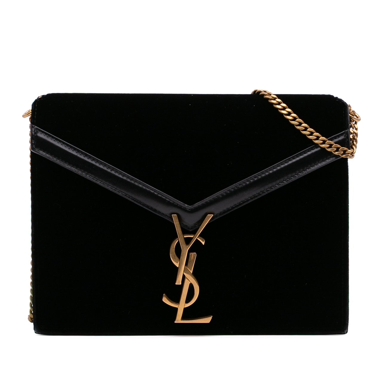 Saint Laurent Velvet Monogram Cassandra Clasp Bag Zwart