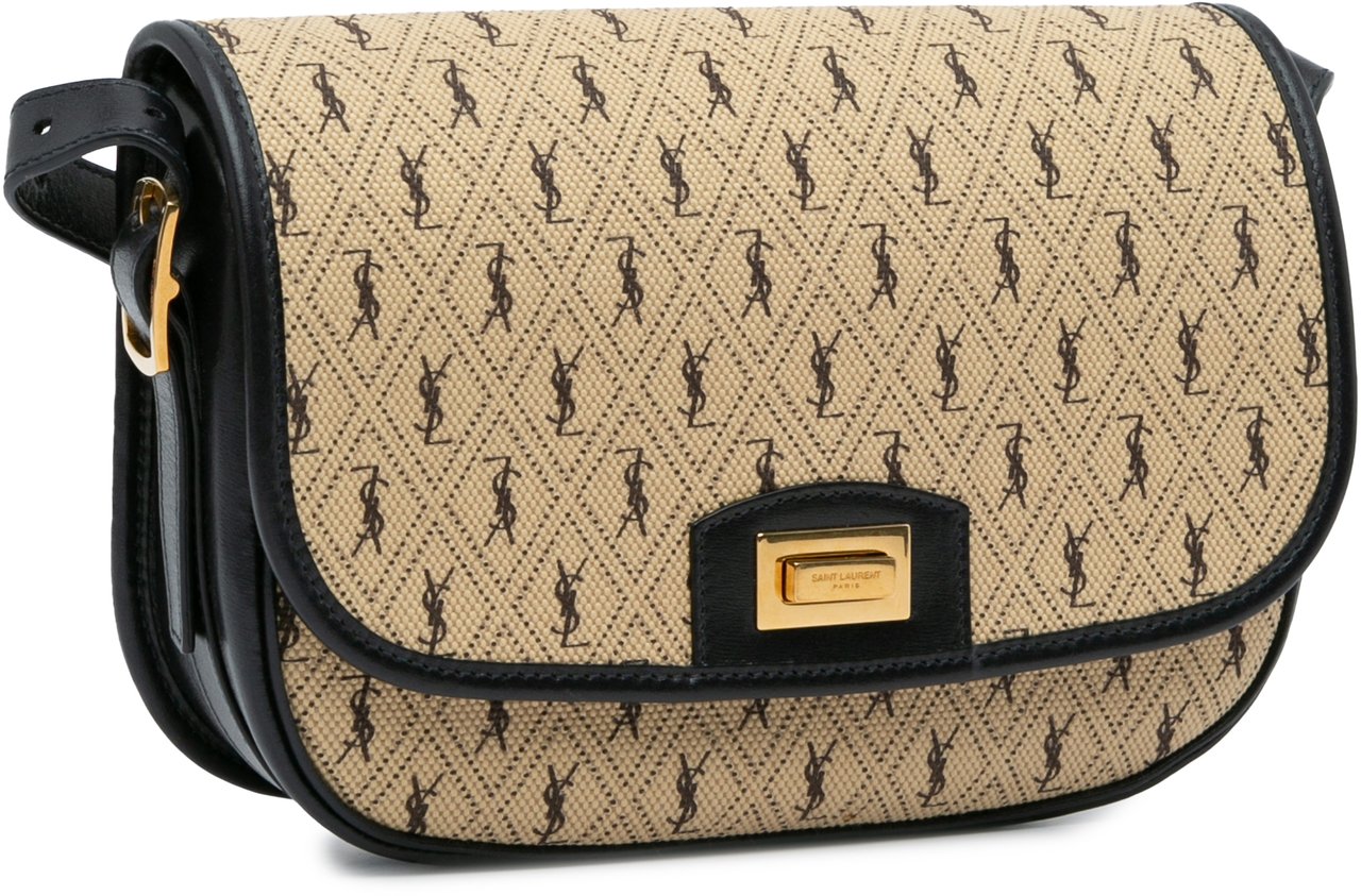 Saint Laurent Medium Canvas Monogram All Over Crossbody Bruin