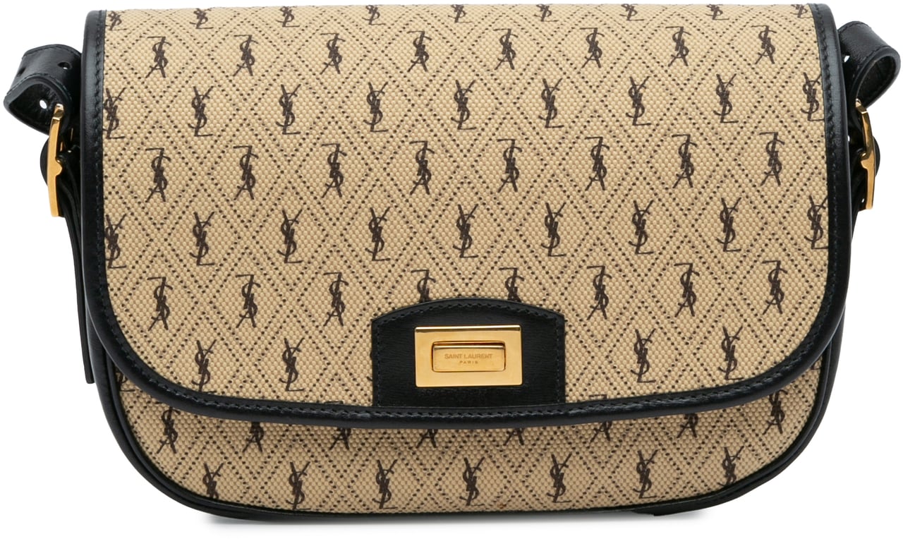 Saint Laurent Medium Canvas Monogram All Over Crossbody Bruin