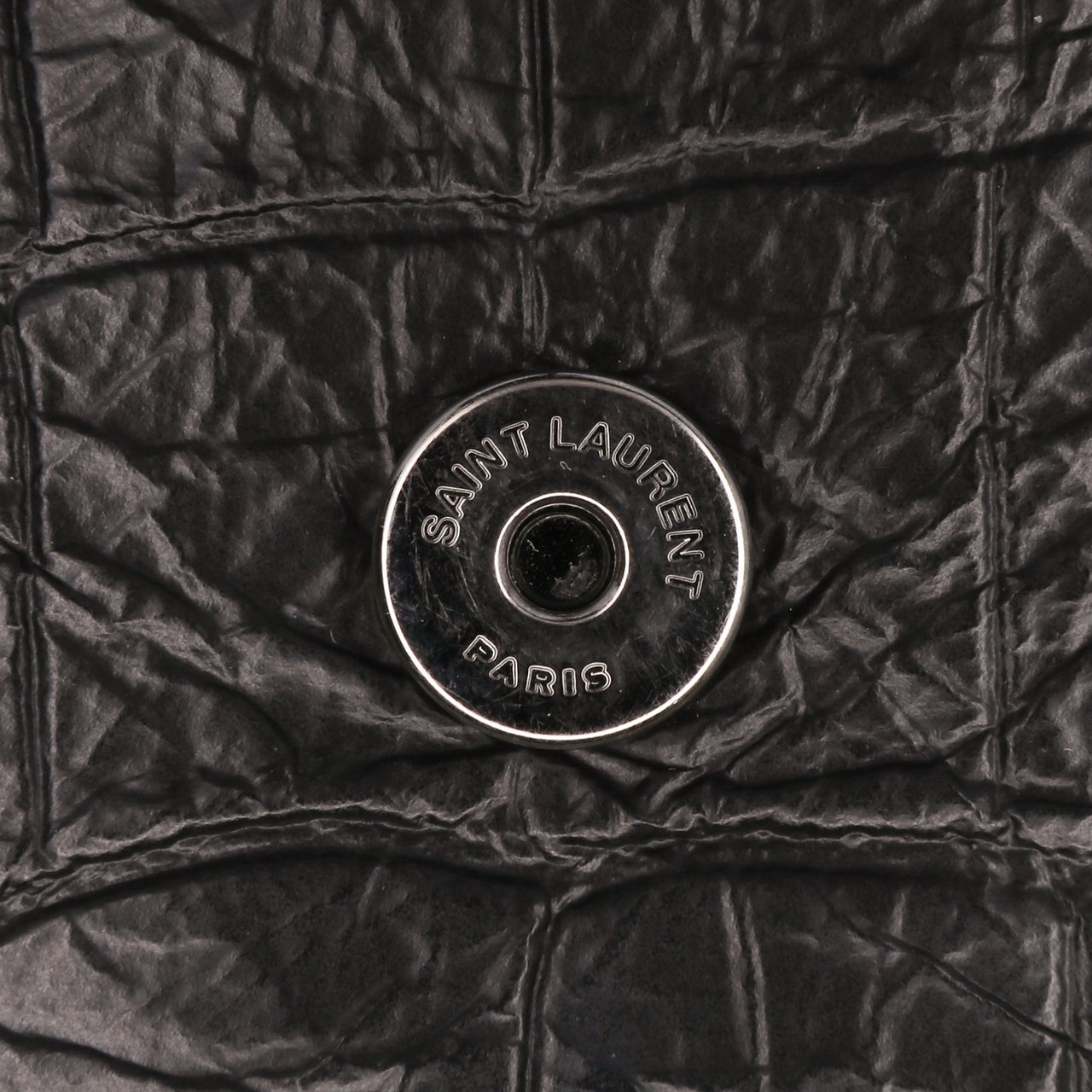 Saint Laurent Baby Crocodile Embossed Leather Monogram Niki Shoulder Bag Zwart