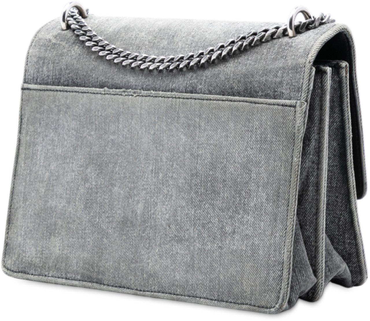 Saint Laurent Medium Denim Monogram Sunset Crossbody Grijs