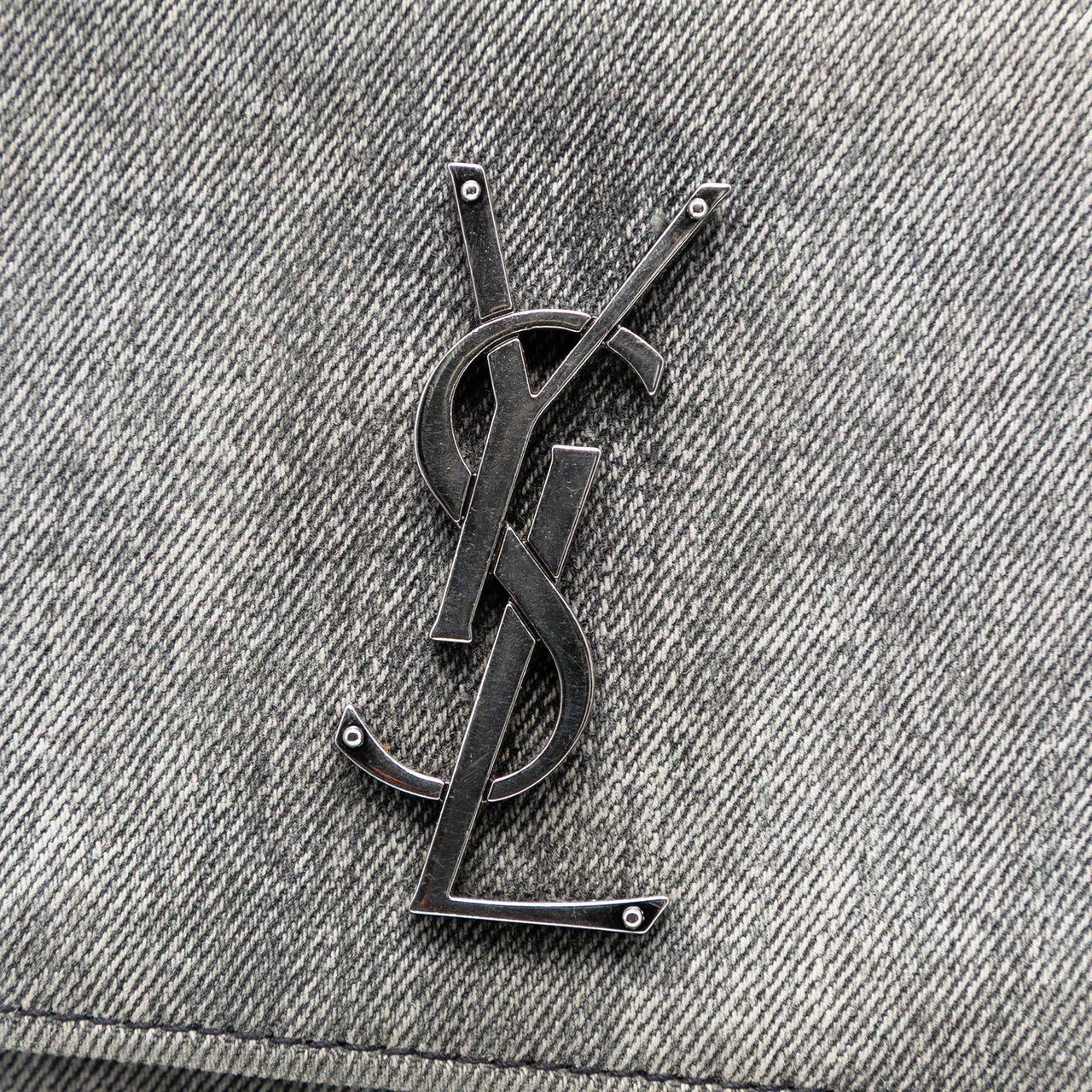 Saint Laurent Medium Denim Monogram Sunset Crossbody Grijs