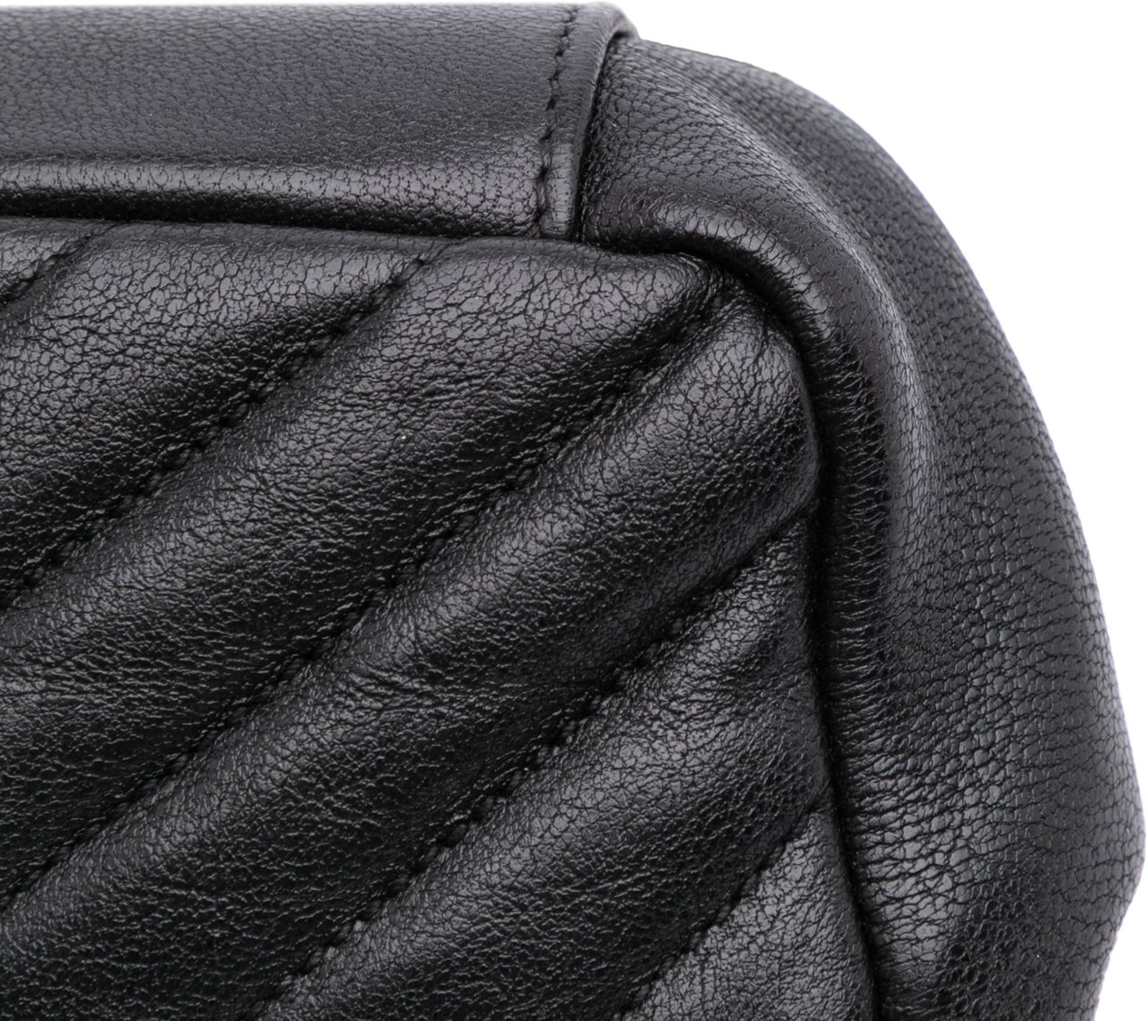 Saint Laurent Mini Chevron Sheepskin Monogram College Satchel Zwart