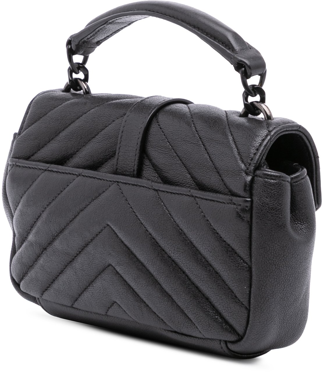 Saint Laurent Mini Chevron Sheepskin Monogram College Satchel Zwart