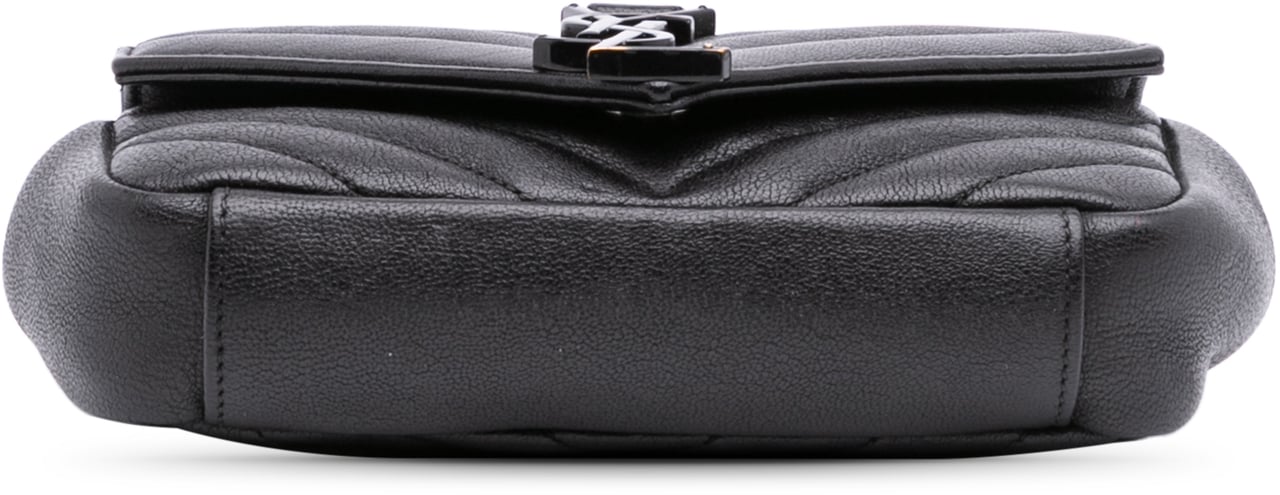 Saint Laurent Mini Chevron Sheepskin Monogram College Satchel Zwart