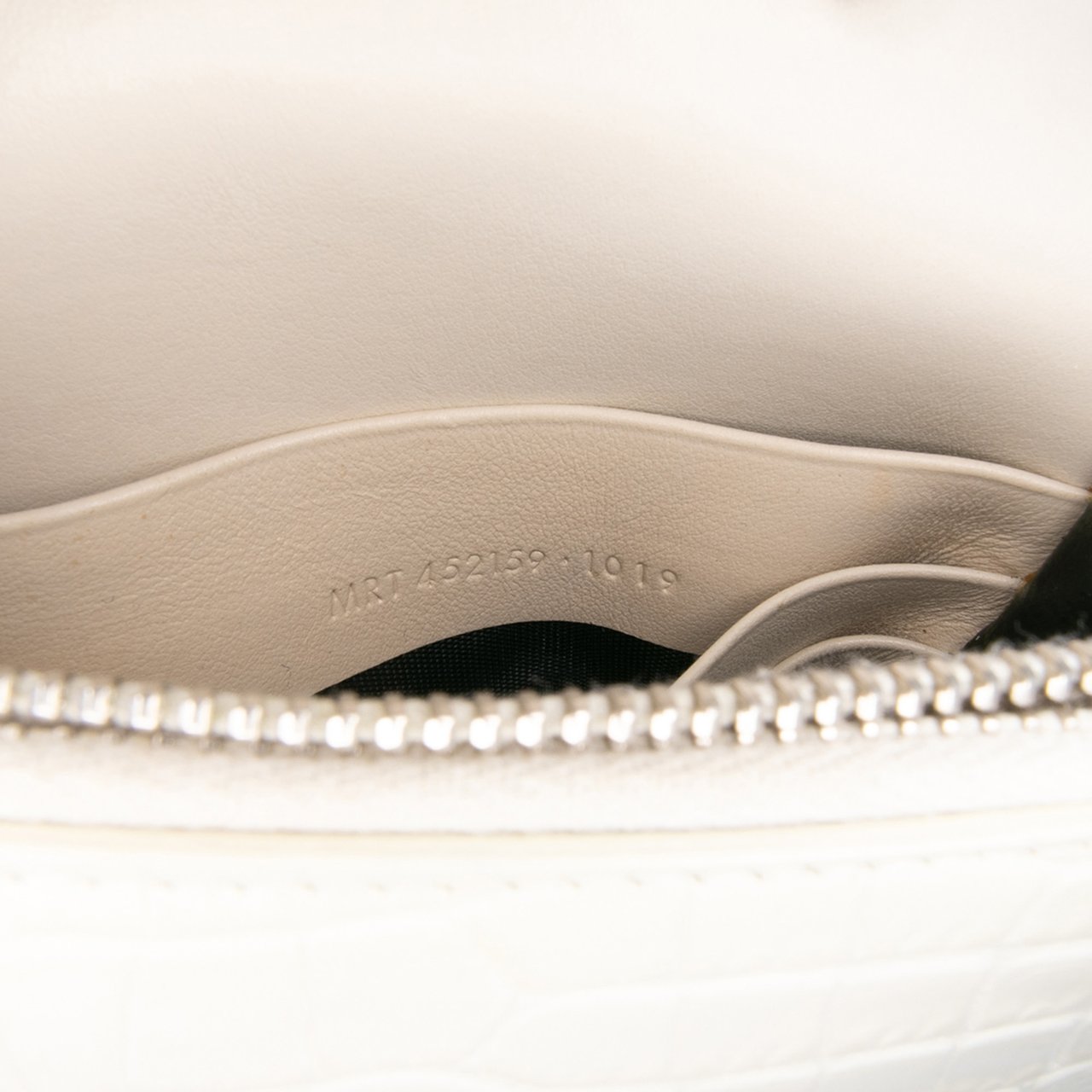 Saint Laurent Croc Embossed Leather Monogram Kate Tassel Wallet on Chain Wit