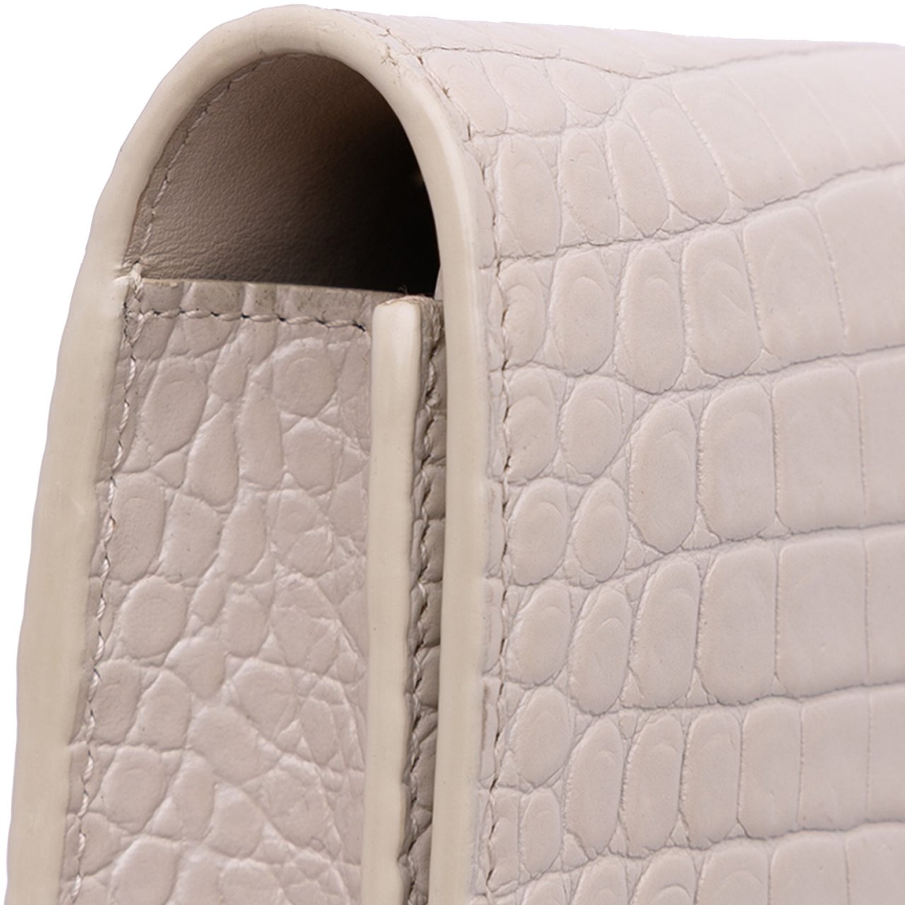 Saint Laurent Croc Embossed Leather Monogram Kate Tassel Wallet on Chain Wit