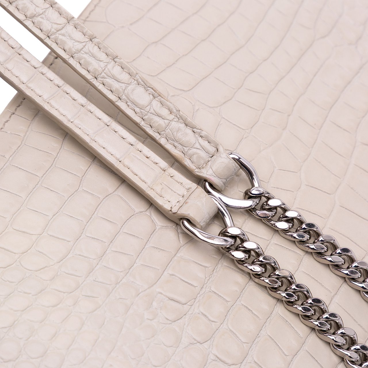 Saint Laurent Croc Embossed Leather Monogram Kate Tassel Wallet on Chain Wit