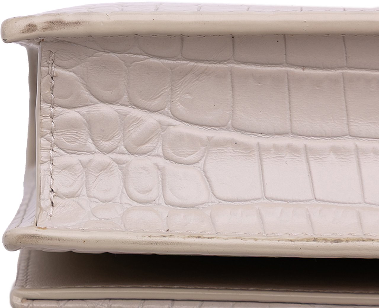 Saint Laurent Croc Embossed Leather Monogram Kate Tassel Wallet on Chain Wit