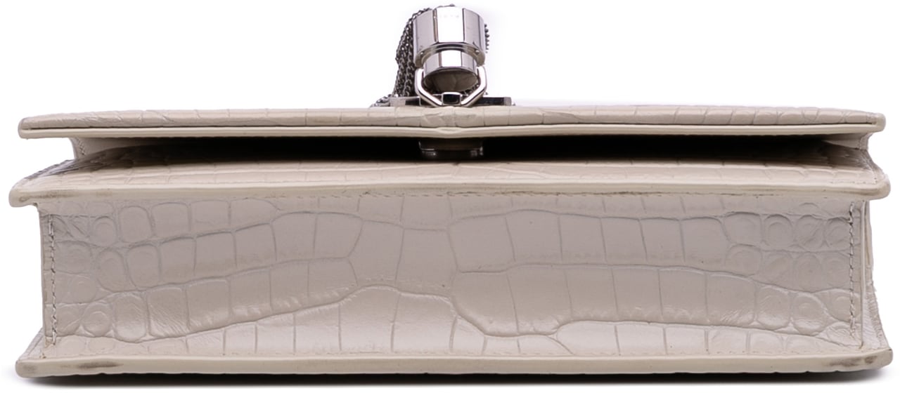 Saint Laurent Croc Embossed Leather Monogram Kate Tassel Wallet on Chain Wit