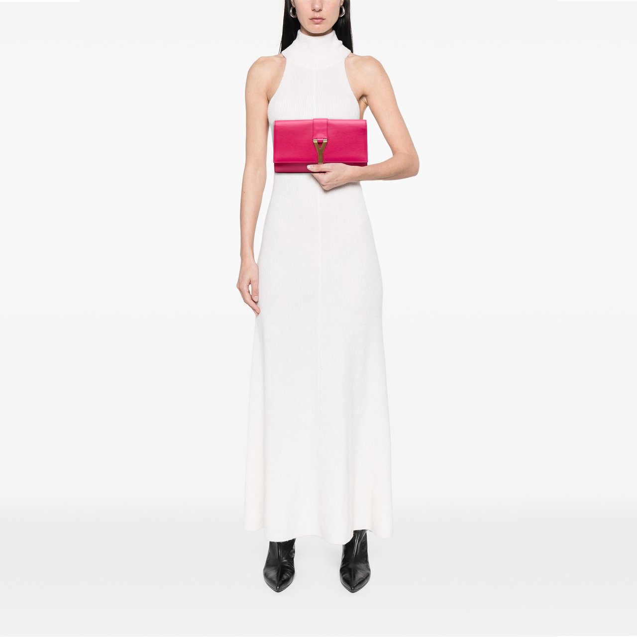 Saint Laurent Leather Chyc Ligne Clutch Roze