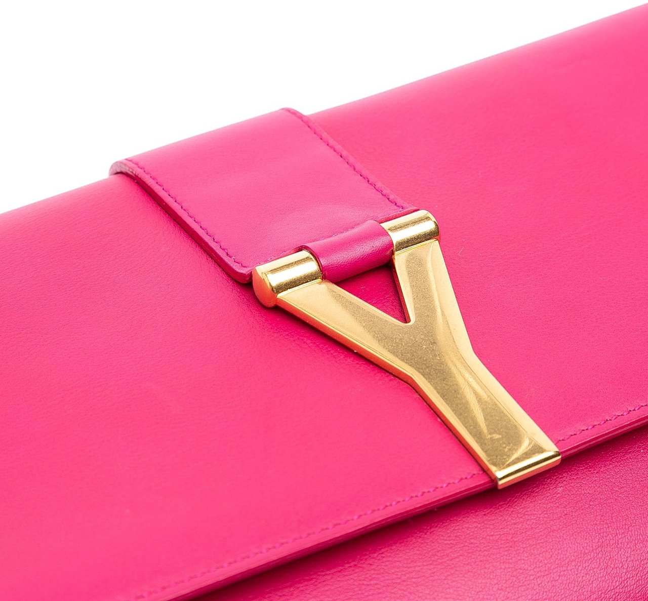 Saint Laurent Leather Chyc Ligne Clutch Roze