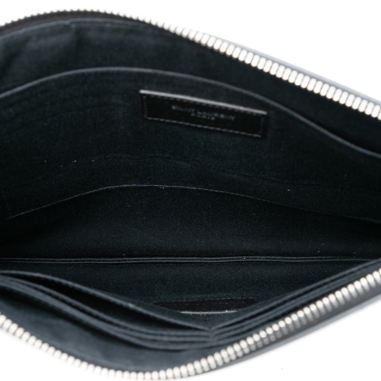 Saint Laurent Leather Monogram Ipad Case Zwart