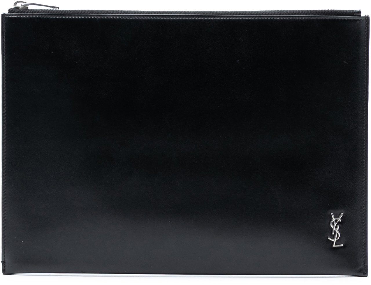 Saint Laurent Leather Monogram Ipad Case Zwart