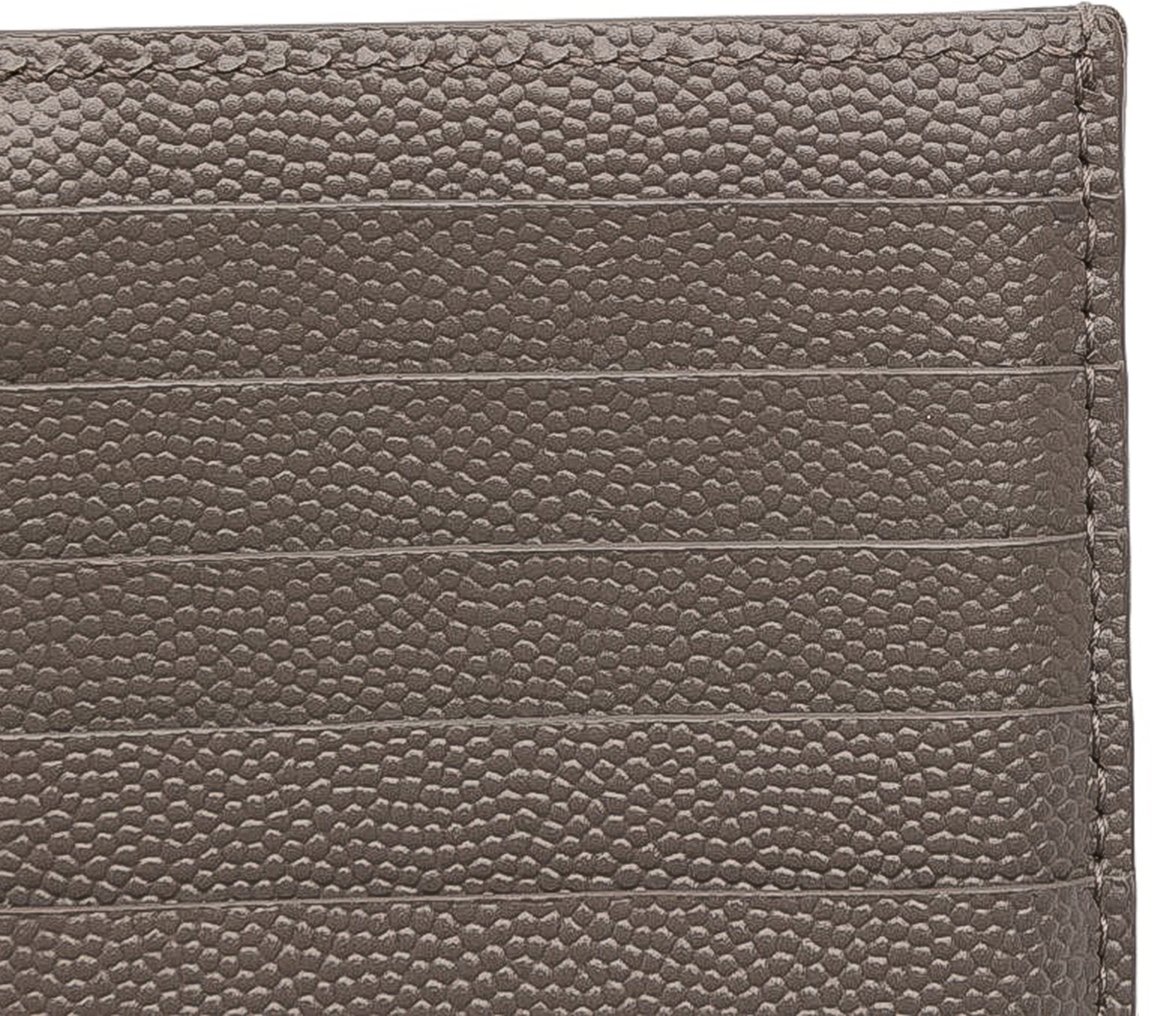 Saint Laurent Grain De Poudre Chevron Monogram Fragments Zippered Card Case Grijs