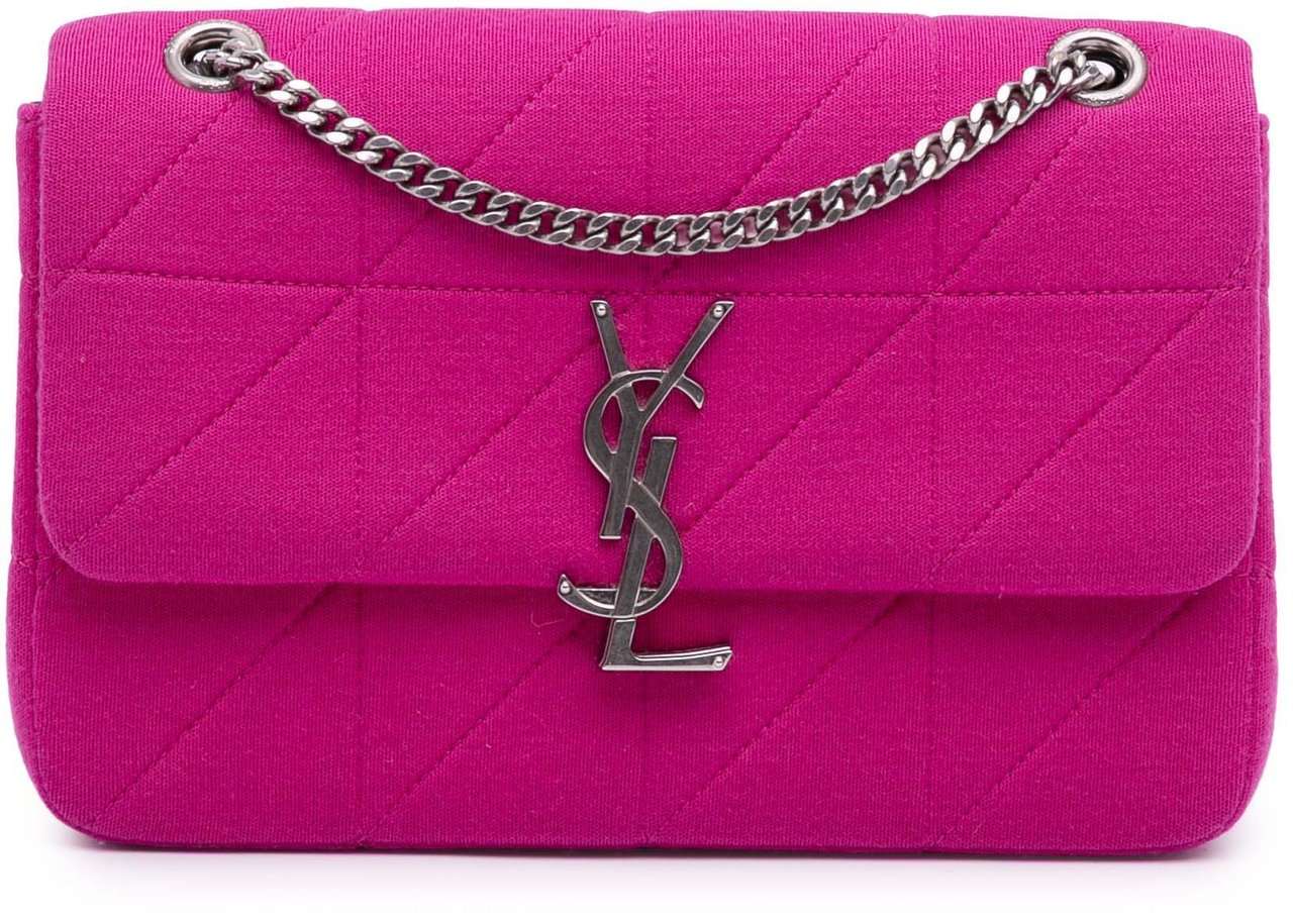Saint Laurent Medium Jersey Wool Patchwork Jamie Crossbody Roze
