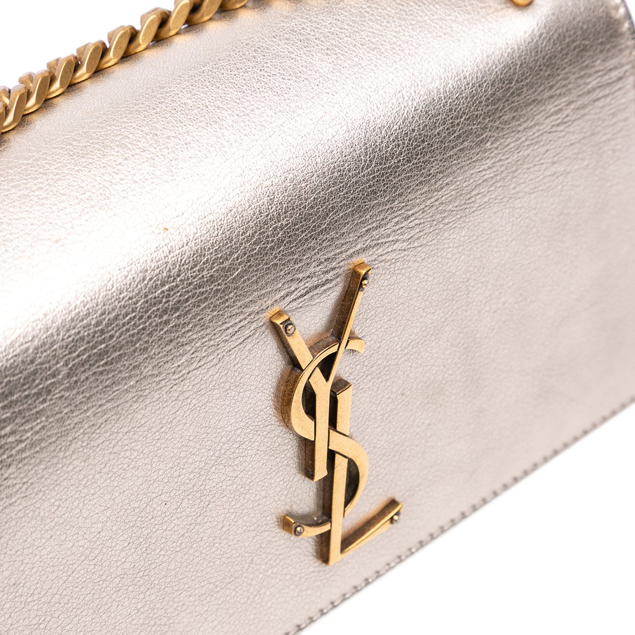 Saint Laurent Small Metallic Calfskin Monogram Sunset Crossbody Goud
