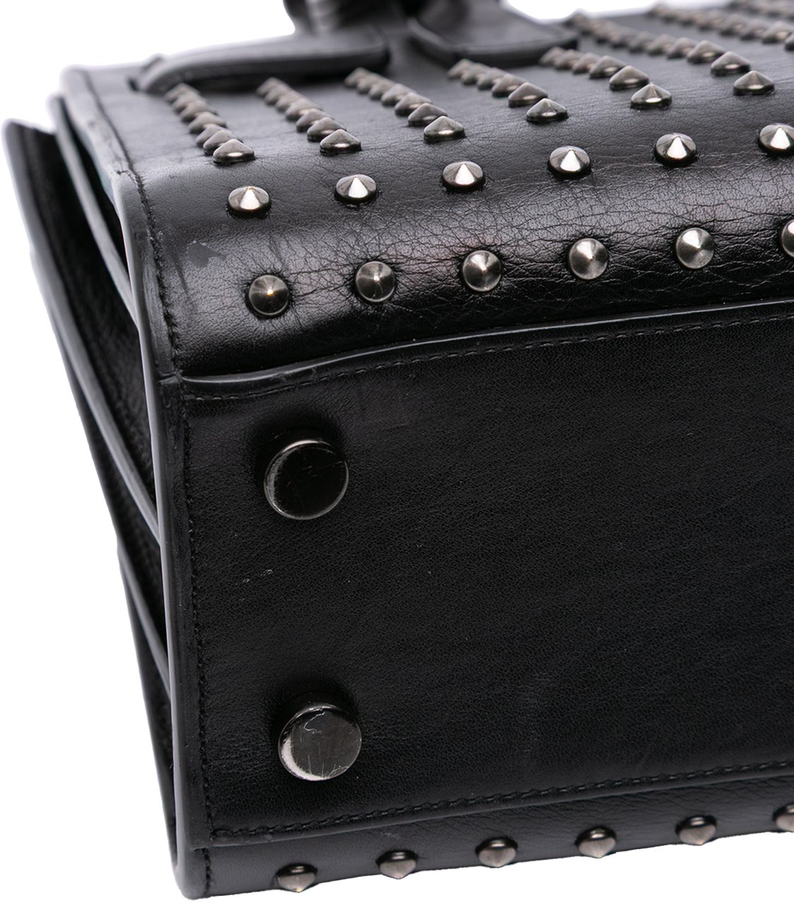 Saint Laurent Nano Studded Leather Sac de Jour Satchel Zwart
