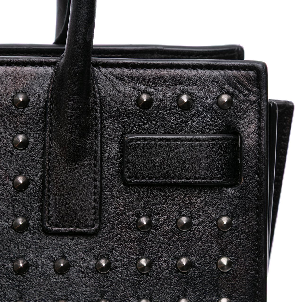 Saint Laurent Nano Studded Leather Sac de Jour Satchel Zwart