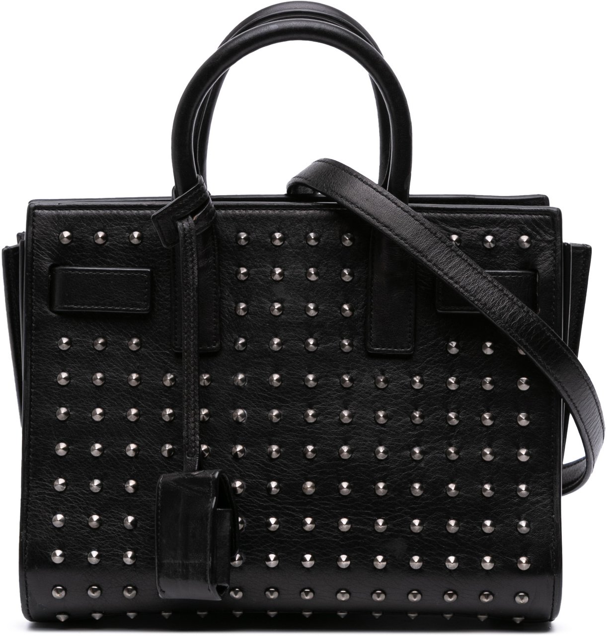 Saint Laurent Nano Studded Leather Sac de Jour Satchel Zwart