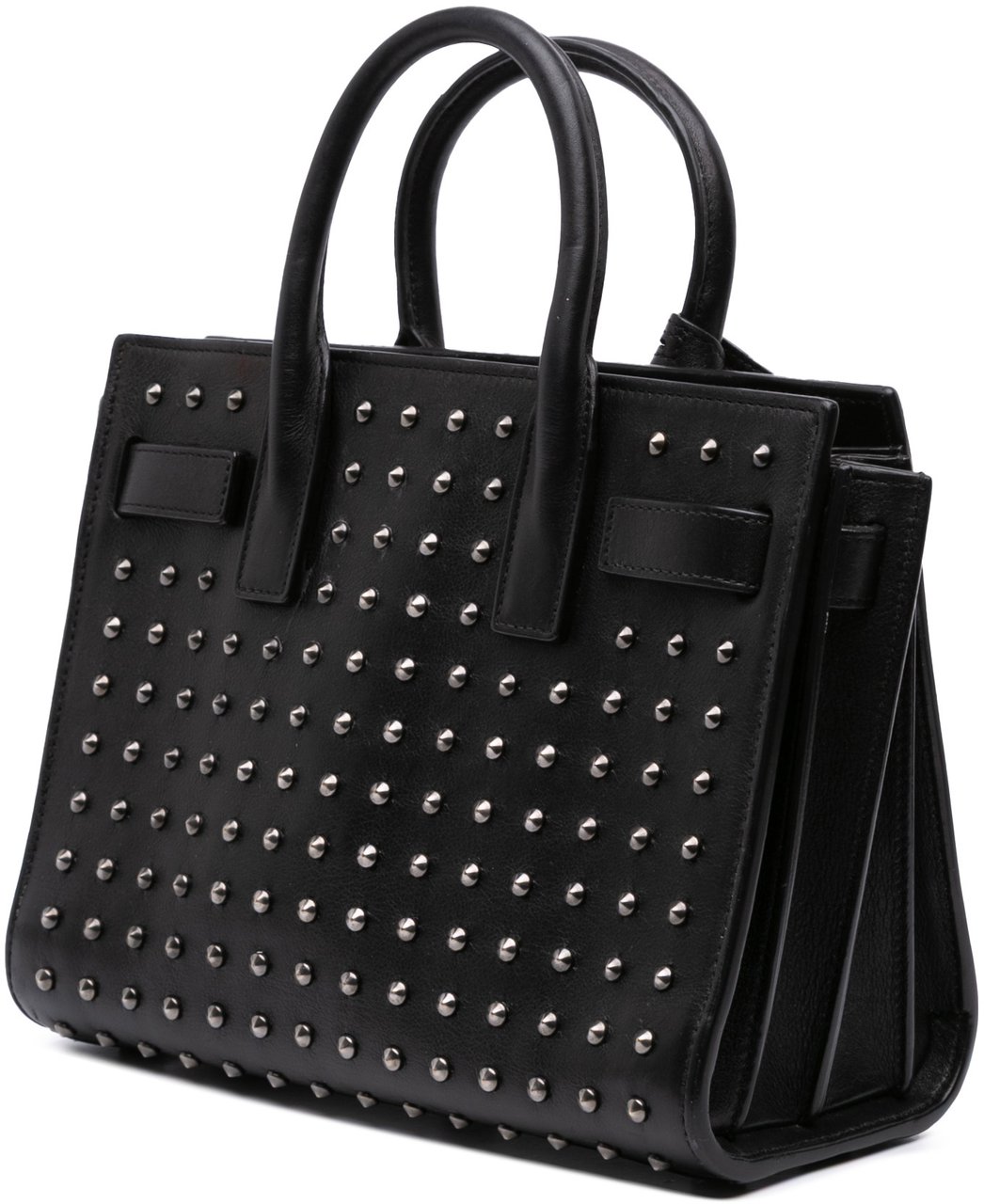 Saint Laurent Nano Studded Leather Sac de Jour Satchel Zwart