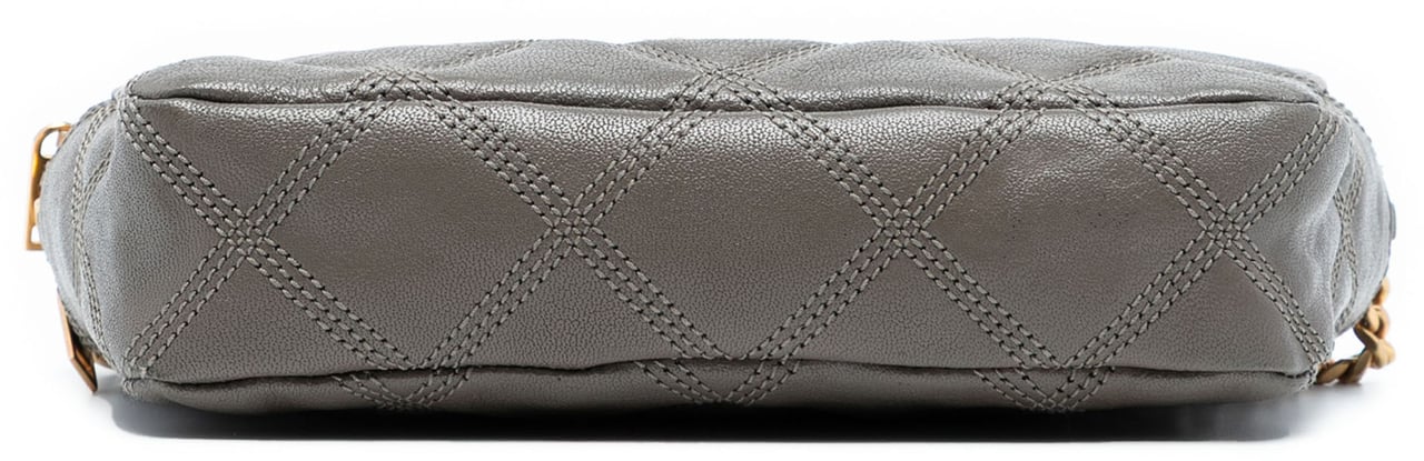 Saint Laurent Mini Quilted Lambskin Becky Double Zip Crossbody Grijs