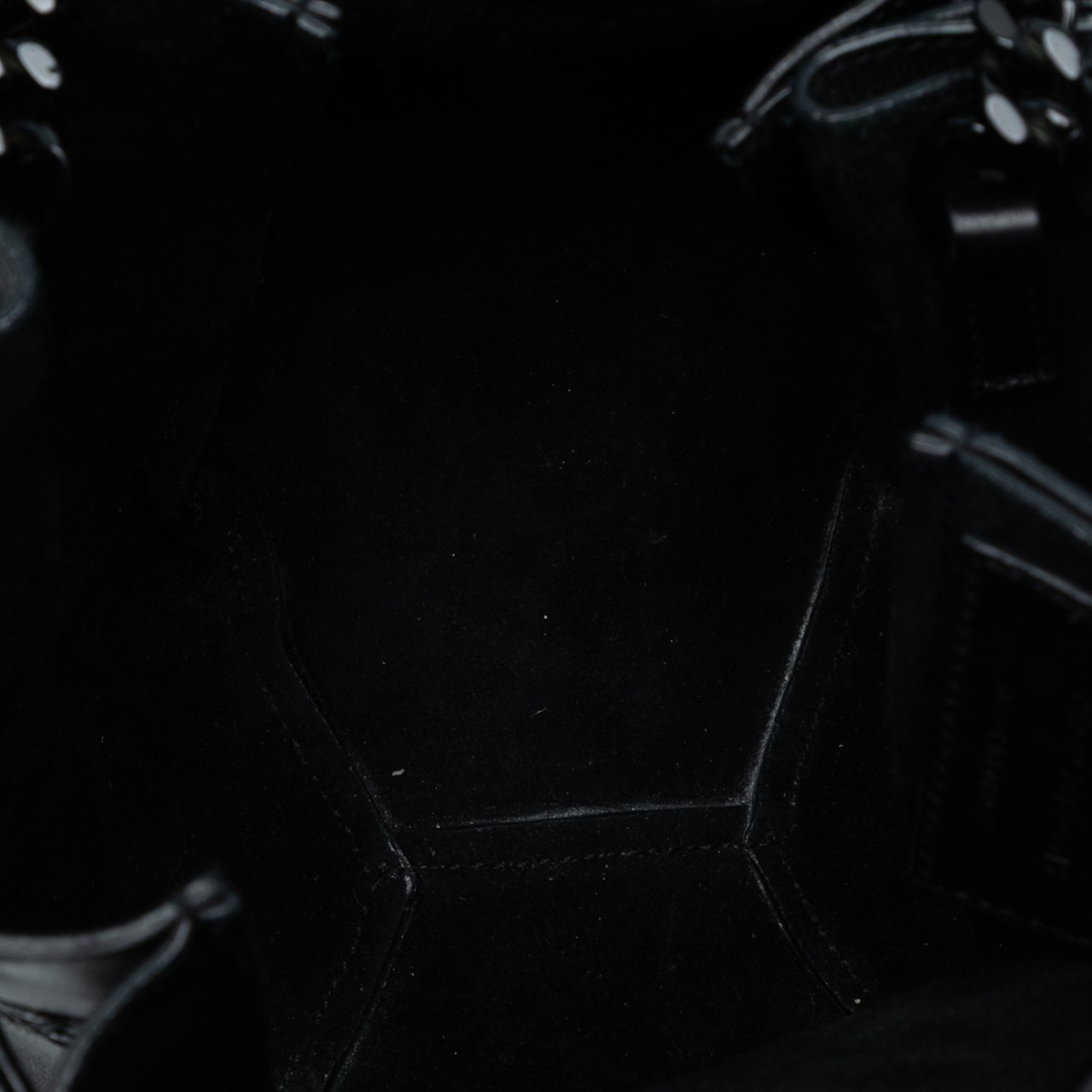 Saint Laurent Mini Leather Embroidered Star Tassel Bucket Bag Zwart