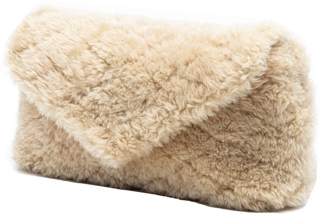 Saint Laurent Quilted Shearling Sade Puffer Envelope Clutch Bruin