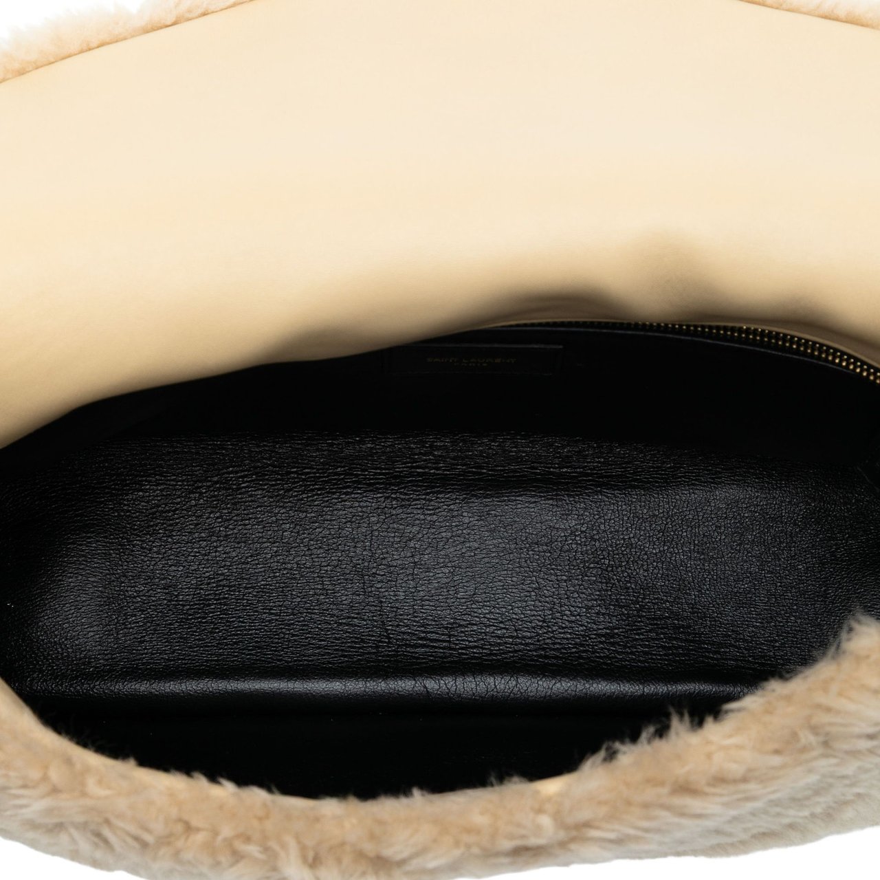 Saint Laurent Quilted Shearling Sade Puffer Envelope Clutch Bruin