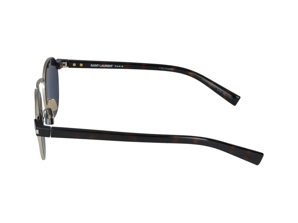 Saint Laurent Gold Gold Metal Frame Round Sunglasses Grijs