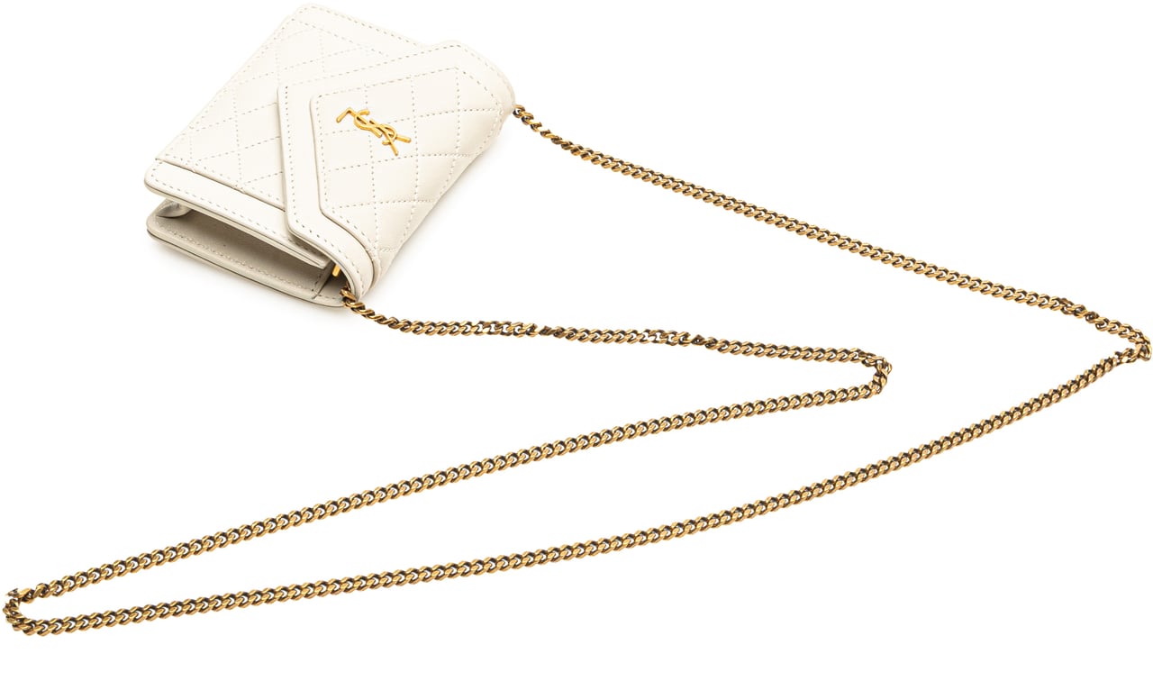 Saint Laurent Micro Quilted Lambskin Monogram Gaby Crossbody Wit