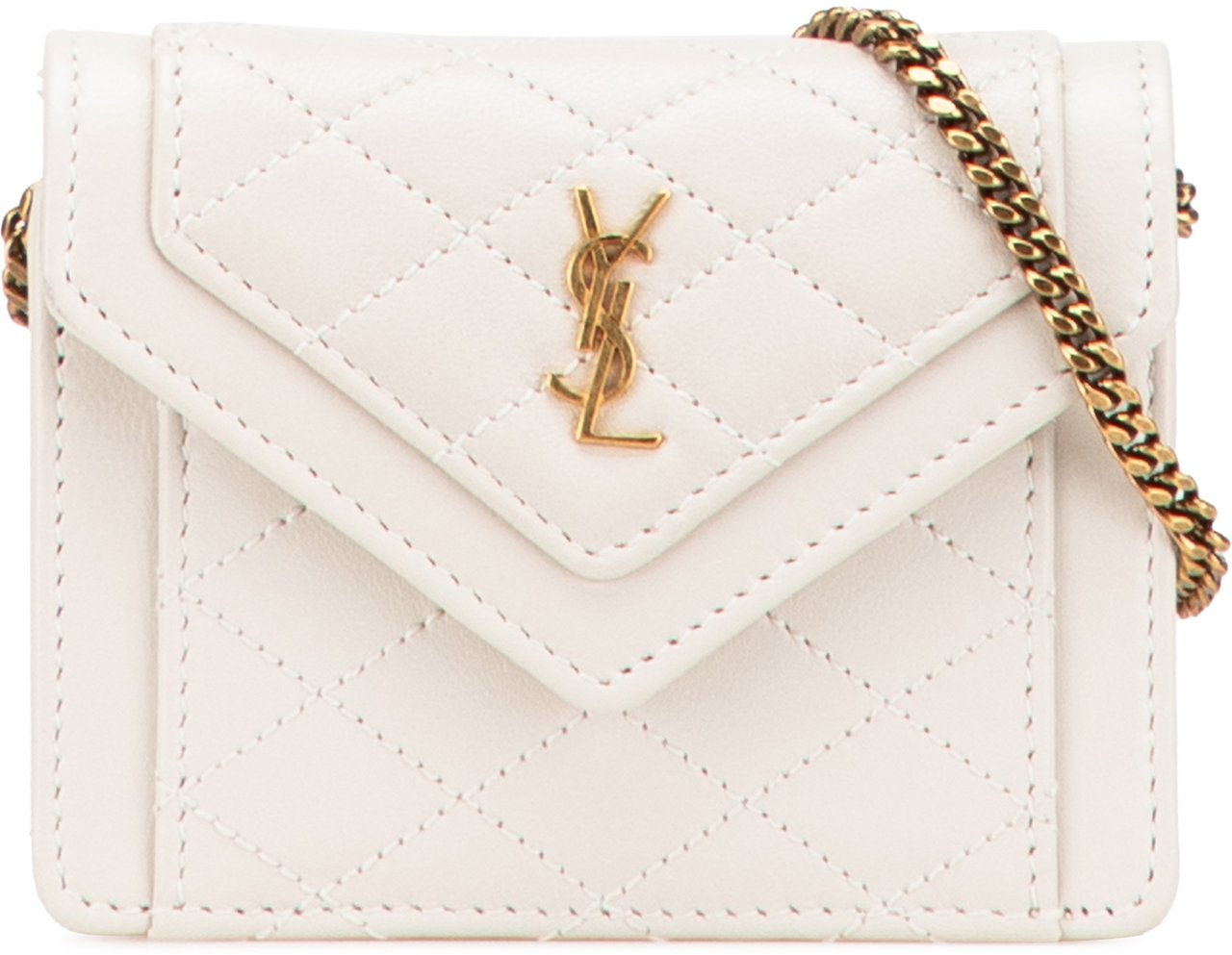 Saint Laurent Micro Quilted Lambskin Monogram Gaby Crossbody Wit