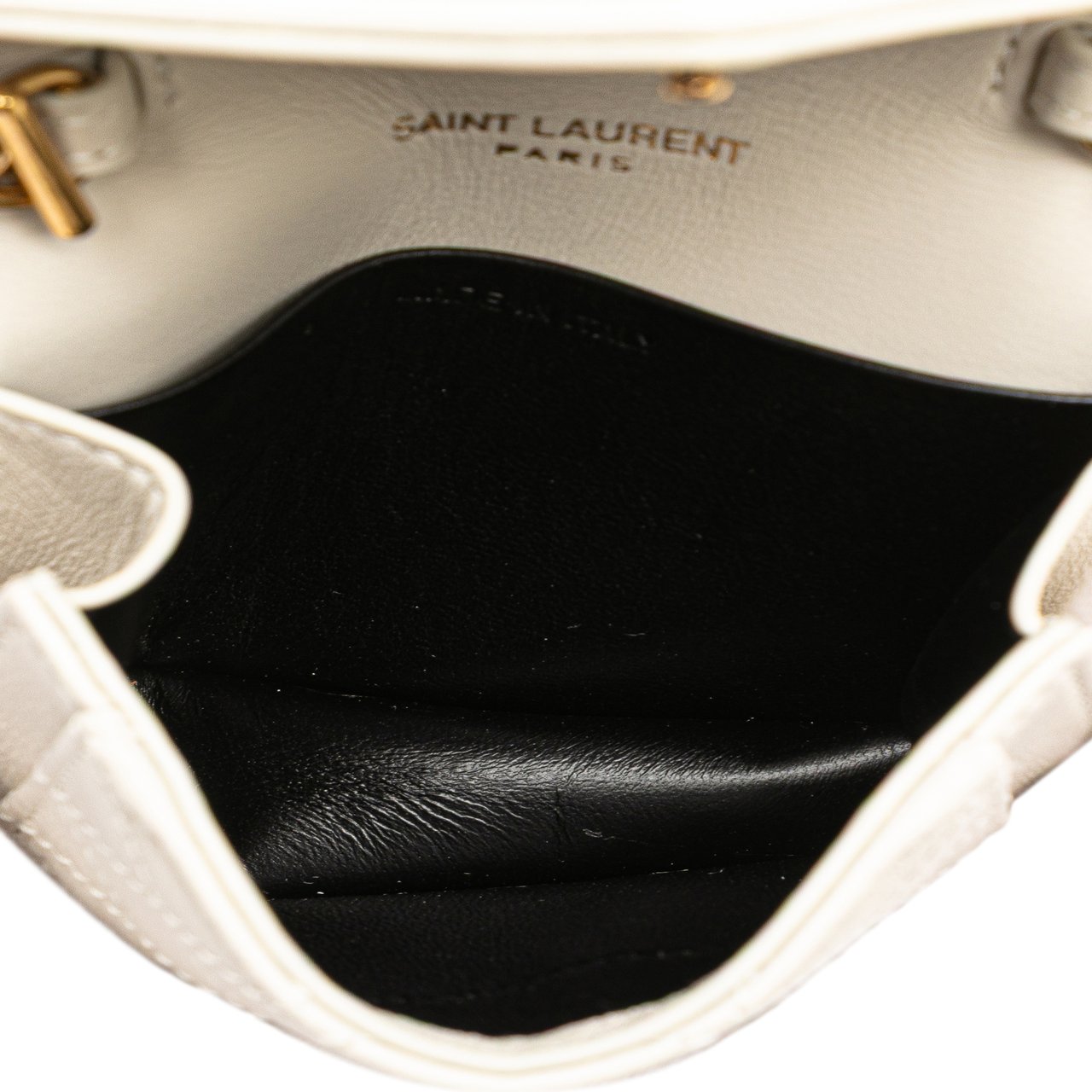 Saint Laurent Micro Quilted Lambskin Monogram Gaby Crossbody Wit